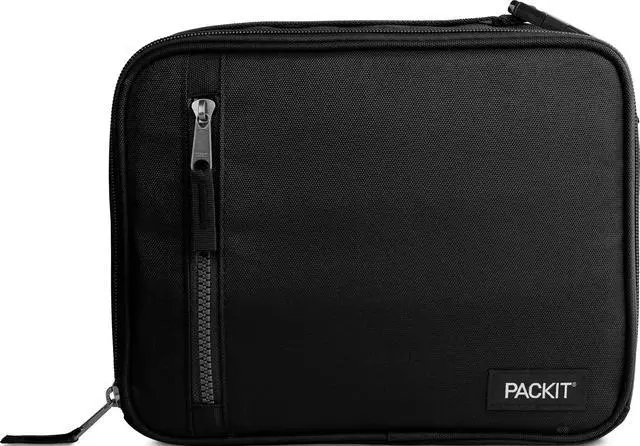 Main image of Freezable Classic Lunch Box, Black | Built-in ice packs, EcoFreeze+ Technology, Zip Closure, Zip front pocket, Side-release buckle handle, Collapsible, Reusable
