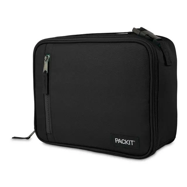 Alt view image 2 of 7 - Freezable Classic Lunch Box, Black | Built-in ice packs, EcoFreeze+ Technology, Zip Closure, Zip front pocket, Side-release buckle handle, Collapsible, Reusable