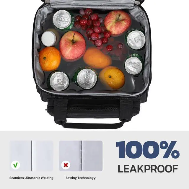 Alt view image 4 of 7 - 23L Insulated Lunch Box, Expandable Double Deck Cooler Bag | 16h Thermal Retention, Lightweight, Upright Structure, Tissue Pocket. Perfect For Men, Women, Office, Supermarket, Commuters