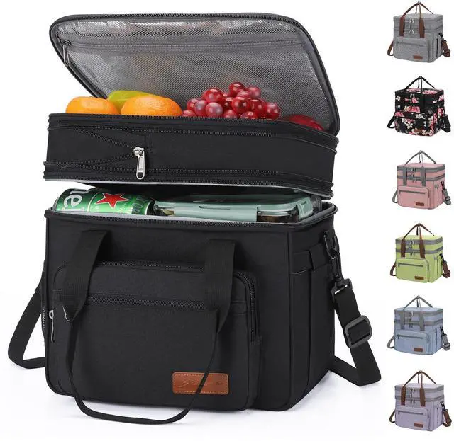 Main image of 23L Insulated Lunch Box, Expandable Double Deck Cooler Bag | 16h Thermal Retention, Lightweight, Upright Structure, Tissue Pocket. Perfect For Men, Women, Office, Supermarket, Commuters