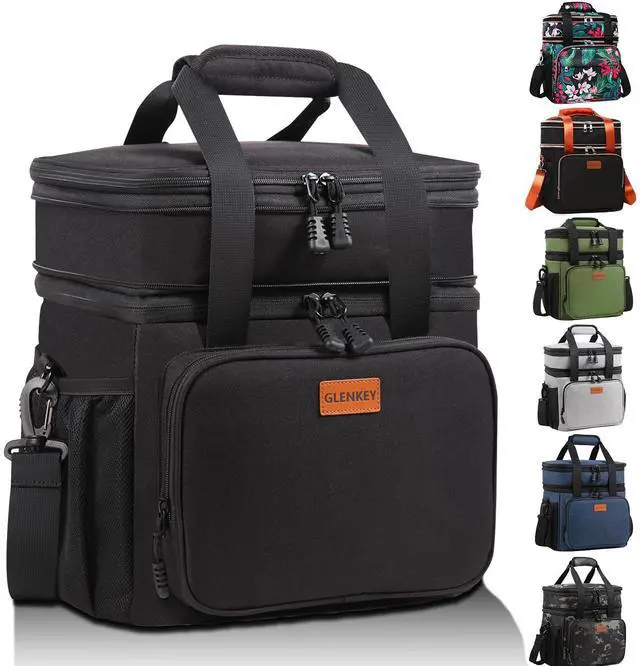 Main image of Expandable Lunch Box Insulated Leakproof Cooler Bag Work Outdoor | Heavy Duty Oxford, Heat-Resistant Liner, Smell Proof, 6hr Hot/12hr Cold. Double Deck, Lightweight. Adult Shift