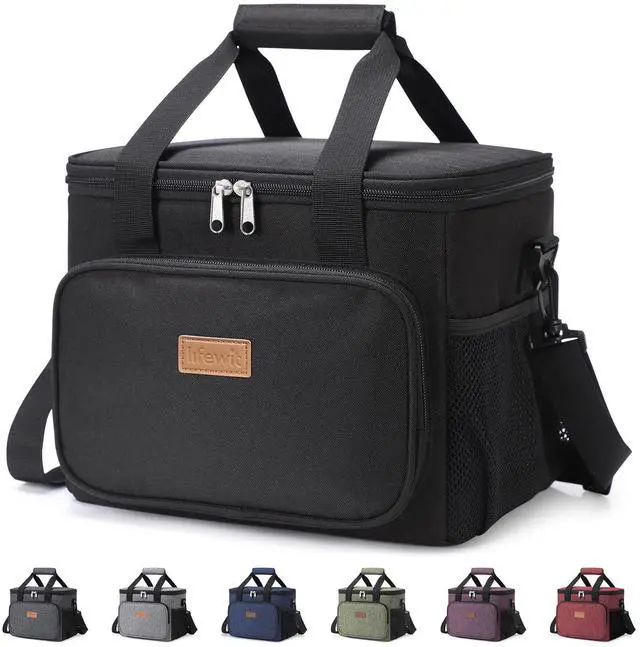 Main image of Large Lunch Bag, Insulated Lunch Box, Soft Cooler Cooling Tote for Adult Men Women, Black 24-Can (15L)