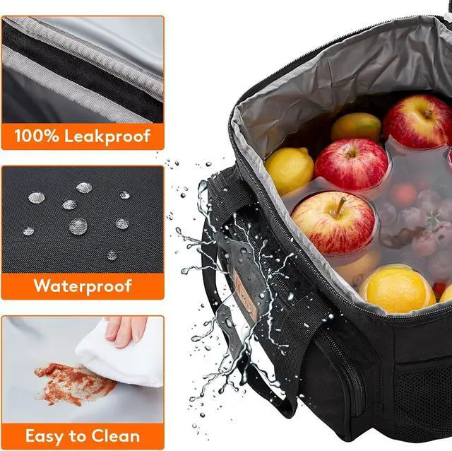 Alt view image 5 of 7 - Large Lunch Bag, Insulated Lunch Box, Soft Cooler Cooling Tote for Adult Men Women, Black 24-Can (15L)