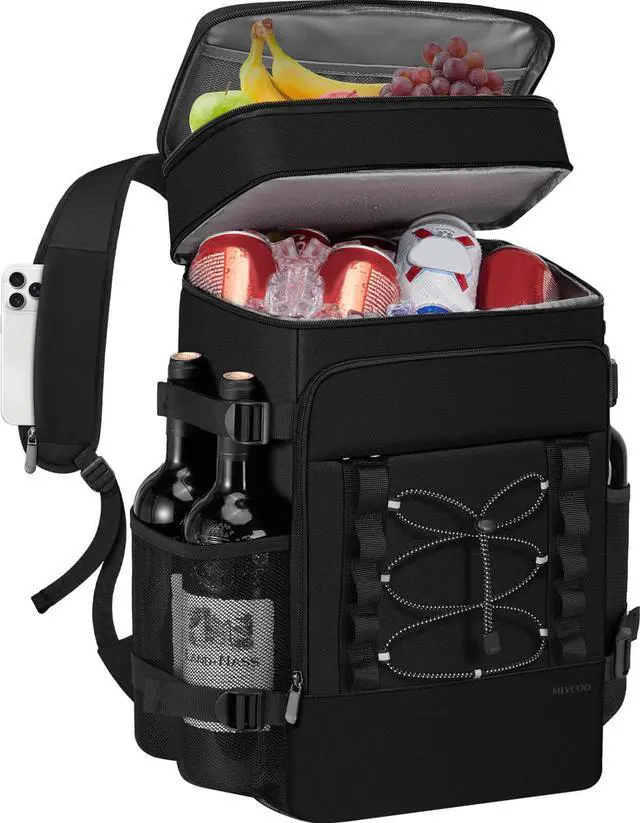 Main image of Cooler Backpack for Men Women, 2 Leak Proof Compartments, 40 Cans | Insulated Backpack Cooler Bag with Wine Straps, Bottle Opener for Beach Travel Picnic Lunch Hiking BBQ Camping