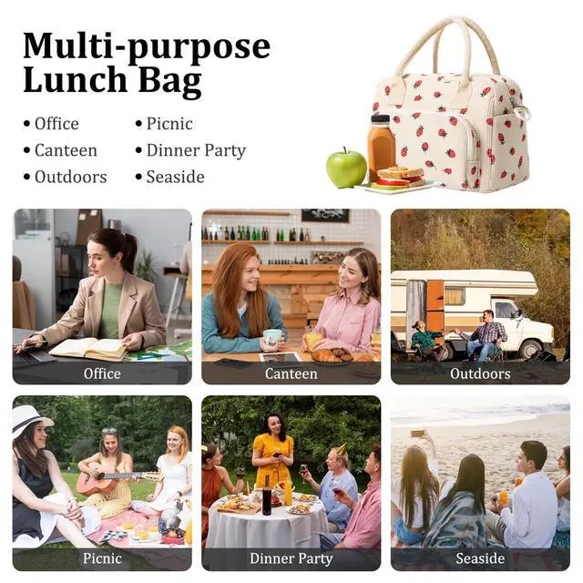 Alt view image 6 of 7 - Insulated Lunch Bag for Women Men Large Reusable Lunch Box Adult Leakproof Portable Cooler Tote Bags for Work Picnic