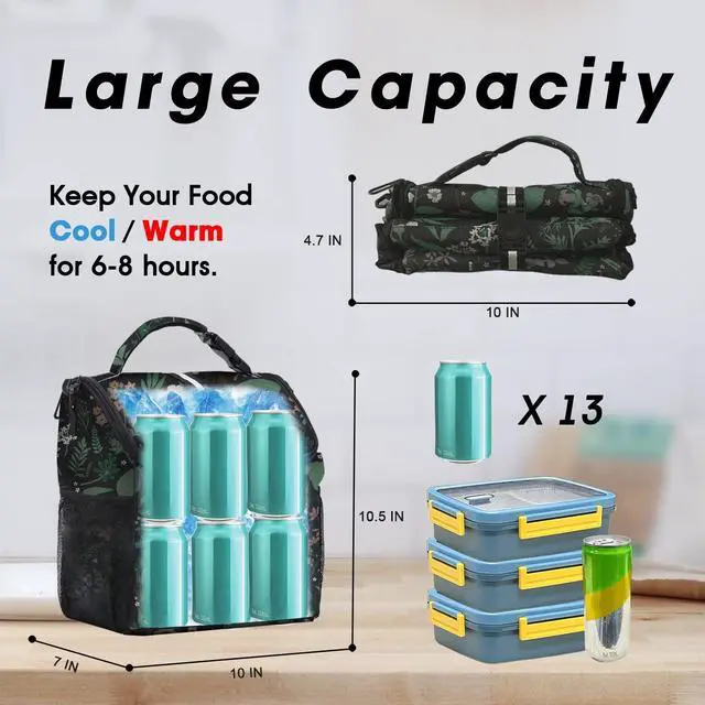 Alt view image 2 of 6 - Lunch Box for Women, Insulated Lunch Bag Women with Adjustable Shoulder Strap, Cute Lunch Tote Bag for Work,Picnic,Camping