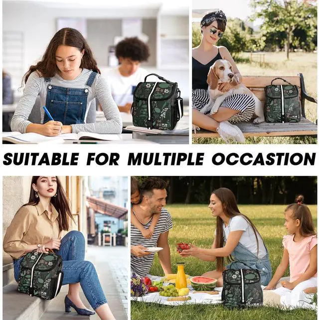 Alt view image 6 of 6 - Lunch Box for Women, Insulated Lunch Bag Women with Adjustable Shoulder Strap, Cute Lunch Tote Bag for Work,Picnic,Camping