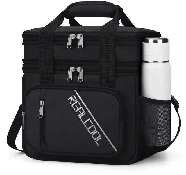 Main image of Insulated Lunch Bag, Portable Double Deck Lunch Box for Men Women | Expandable, Leakproof, Lightweight, 7H Cold, Adjustable Strap, Multiple Pockets, Perfect Soft Cooler for Work,Travel,Camping