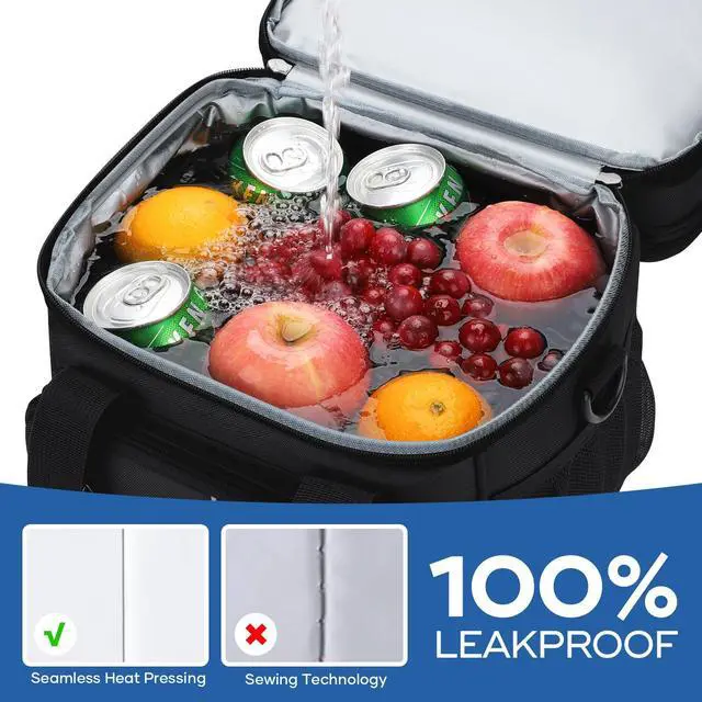 Alt view image 6 of 7 - Insulated Lunch Bag, Portable Double Deck Lunch Box for Men Women | Expandable, Leakproof, Lightweight, 7H Cold, Adjustable Strap, Multiple Pockets, Perfect Soft Cooler for Work,Travel,Camping