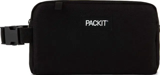 Main image of Freezable Snack Box, Black | Built-in ice packs, EcoFreeze+ Technology, Mini cooler, Office snacks, Small lunches, Buckle handle, Collapsible, Reusable