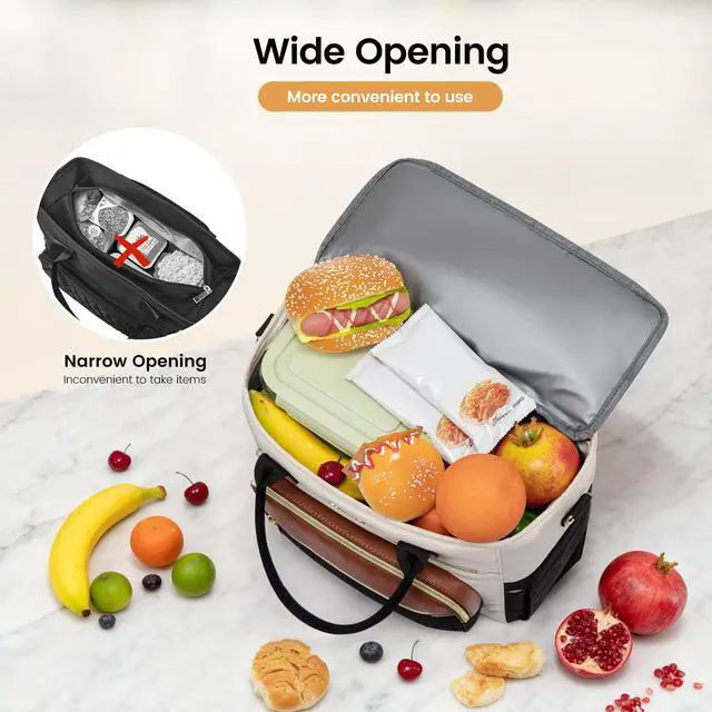 Alt view image 5 of 7 - Insulated Lunch Box for Women,Large Adult Lunch Cooler Bag Women | Wide Opening Leakproof Cooler Bag with Cup Holder,Lunch Teacher Tote Bag for Work,Picnic,Beach,Family,College,Gift,13L