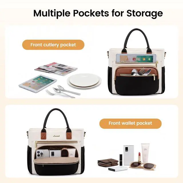 Alt view image 6 of 7 - Insulated Lunch Box for Women,Large Adult Lunch Cooler Bag Women | Wide Opening Leakproof Cooler Bag with Cup Holder,Lunch Teacher Tote Bag for Work,Picnic,Beach,Family,College,Gift,13L