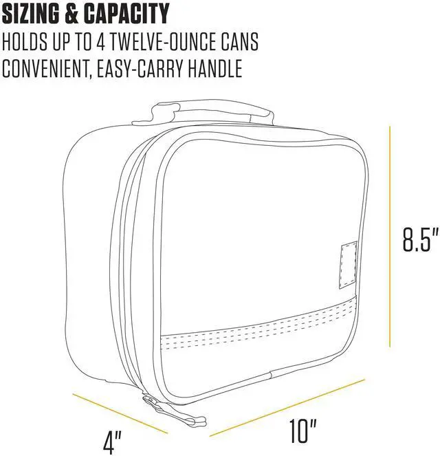 Alt view image 2 of 4 - Insulated Lunch Cooler For Men and Women, Fully Insulated Lunch Pale for Everyday Use, 4 Can (Black) | For Men and Women, Fully Insulated Lunch pale for Back to School and Everyday Use