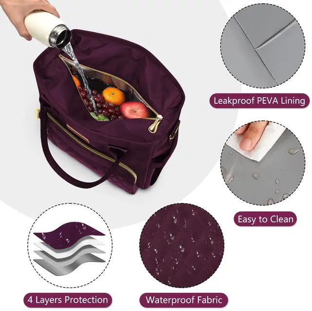 Alt view image 2 of 7 - Insulated Lunch Bag Women, Large Tote Lunch Box for Work, 18L | Waterproof, Portable, Cute Soft Cooler Bag for Adults, for Work, Camping, Beach, Picnic, Road trip