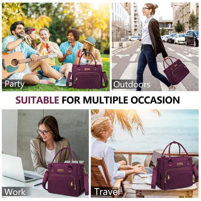 Alt view image 4 of 7 - Insulated Lunch Bag Women, Large Tote Lunch Box for Work, 18L | Waterproof, Portable, Cute Soft Cooler Bag for Adults, for Work, Camping, Beach, Picnic, Road trip
