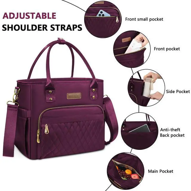 Alt view image 7 of 7 - Insulated Lunch Bag Women, Large Tote Lunch Box for Work, 18L | Waterproof, Portable, Cute Soft Cooler Bag for Adults, for Work, Camping, Beach, Picnic, Road trip