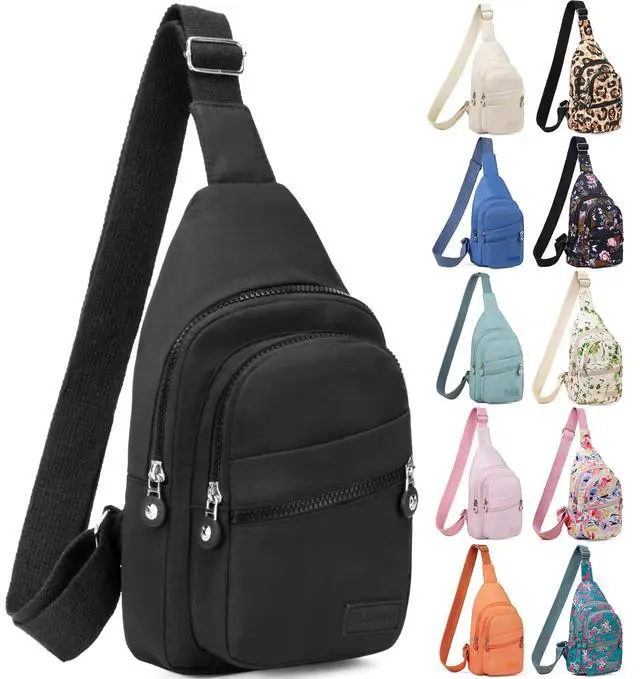 Main image of Small Sling Backpack Crossbody Bags for Women Men, Small Sling Bag Cross Body Bag Fanny Packs Crossbody Purses - Black