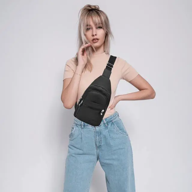 Alt view image 7 of 7 - Small Sling Backpack Crossbody Bags for Women Men, Small Sling Bag Cross Body Bag Fanny Packs Crossbody Purses - Black