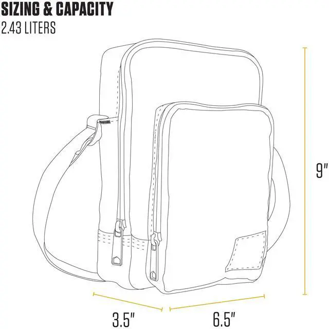 Alt view image 7 of 7 - Classic 2L Crossbody Zip Bag Black | Durable, Adjustable Crossbody Bag with Zipper Closure for Men and Women