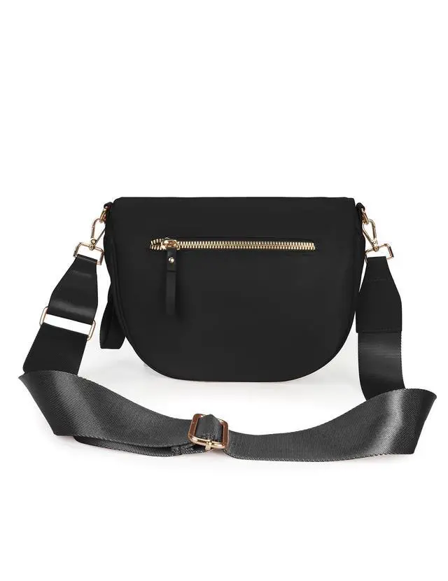 Alt view image 3 of 6 - Spacious Nylon Crossbody Bag Bum Bag Handbags Wallets Purses Trendy Shoulder Bag for Women (black)