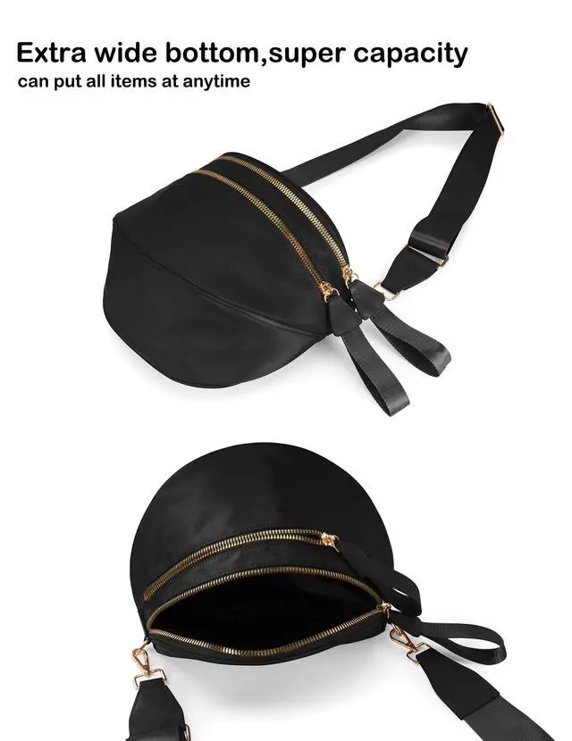 Alt view image 5 of 6 - Spacious Nylon Crossbody Bag Bum Bag Handbags Wallets Purses Trendy Shoulder Bag for Women (black)