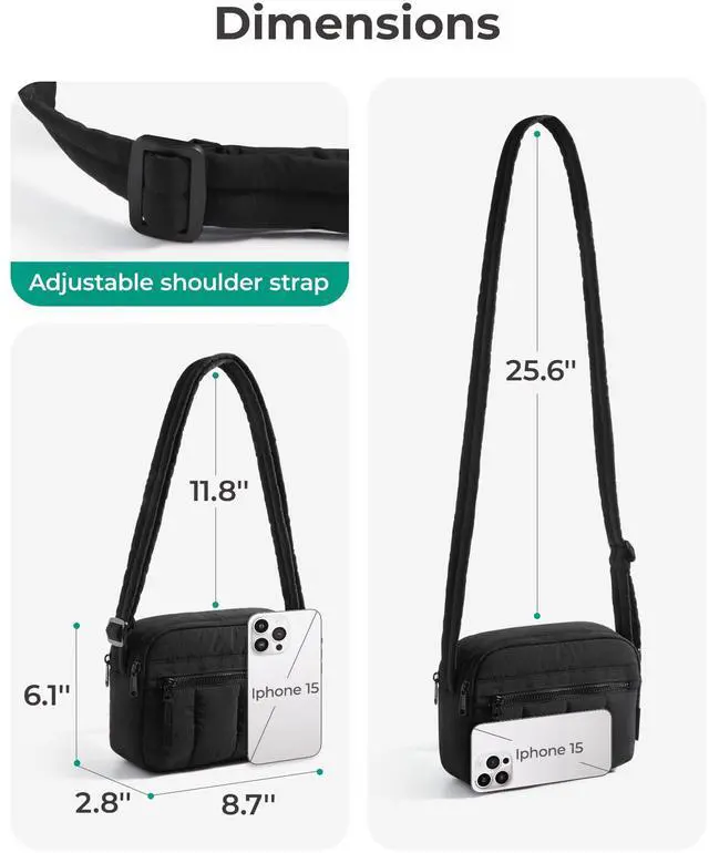 Alt view image 7 of 7 - Cross Body Purse, Mini Crossbody Bags for Women Travel Purse | Women's Crossbody Handbags Wallet, Puffer Shoulder Hobo Purse,RFID Blocking, Lightweight, Anti-theft, 2.4L, Water-resistant