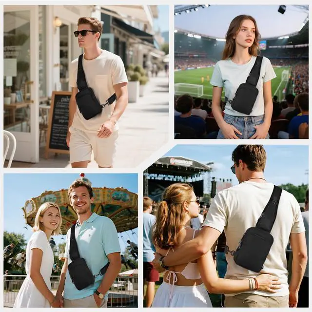 Alt view image 2 of 7 - Sling Bag, Crossbody Bag with Zipper Lock, RFID Blocking & Water Resistant for Men and Women