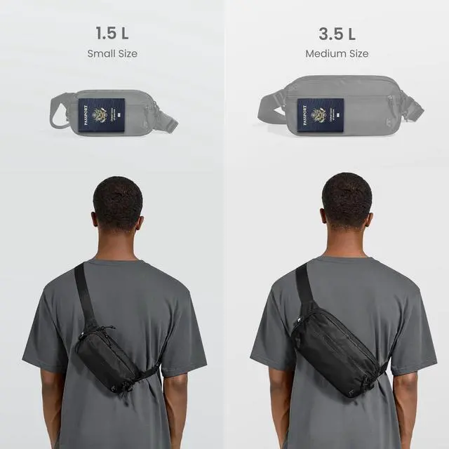 Alt view image 2 of 7 - 1.5L Sling Bag with RFID Blocking Crossbody Chest Pack for Men Women | EDC Minimalist Shoulder Bag, Water-resistant Lightweight Carrying Waist Fanny Pack for Travel, Daily Commute, Hiking, Walking