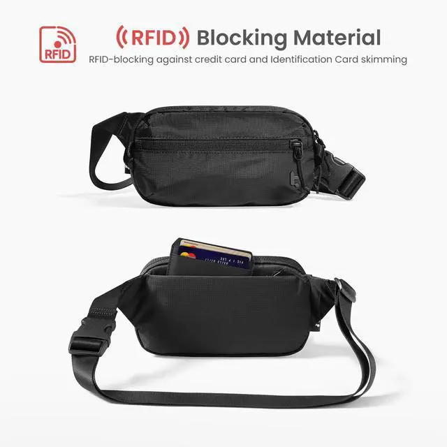 Alt view image 4 of 7 - 1.5L Sling Bag with RFID Blocking Crossbody Chest Pack for Men Women | EDC Minimalist Shoulder Bag, Water-resistant Lightweight Carrying Waist Fanny Pack for Travel, Daily Commute, Hiking, Walking