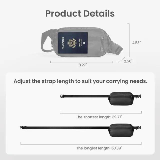 Alt view image 6 of 7 - 1.5L Sling Bag with RFID Blocking Crossbody Chest Pack for Men Women | EDC Minimalist Shoulder Bag, Water-resistant Lightweight Carrying Waist Fanny Pack for Travel, Daily Commute, Hiking, Walking