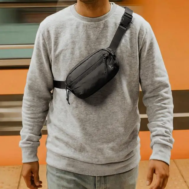 Alt view image 7 of 7 - 1.5L Sling Bag with RFID Blocking Crossbody Chest Pack for Men Women | EDC Minimalist Shoulder Bag, Water-resistant Lightweight Carrying Waist Fanny Pack for Travel, Daily Commute, Hiking, Walking