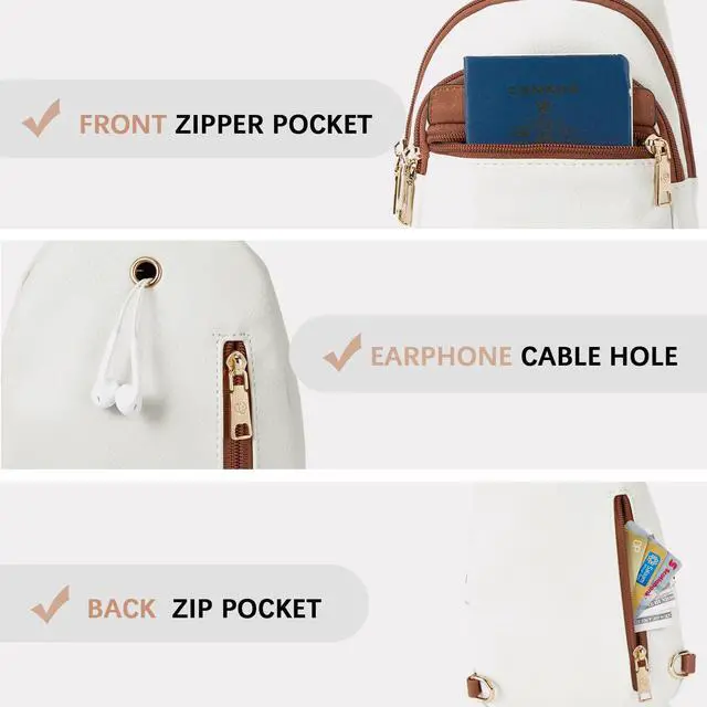 Alt view image 6 of 7 - Sling Bag for Women Leather Crossbody Bags Fanny Pack for Travel | Adjustable Wide Strap, Small, Anti Theft, Lightweight, Multi Pockets and Carrying Way, Card Slot, Cute Trendy for Everyday