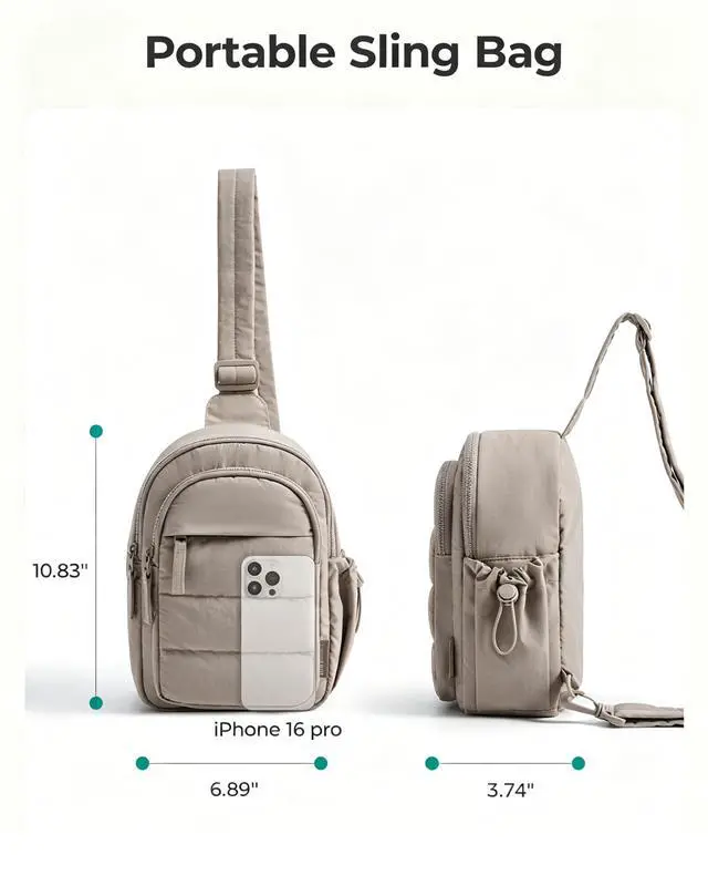 Alt view image 4 of 7 - Small Sling Bag for Women, Puffer Crossbody Bag Hobo Handbag | Fanny Packs for Travel Hiking, Daily Travel Purse for women