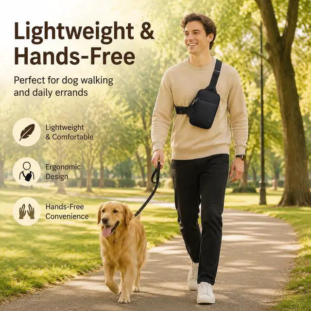 Alt view image 3 of 7 - Mini Crossbody Sling Bag - Water-Resistant Dual Pocket Chest Pack - Lightweight Fanny Pack for Running, Travel & Everyday Workout