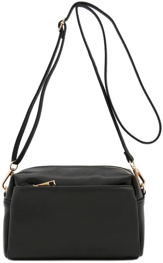 Main image of Triple Zip Small Crossbody Bag (Black)