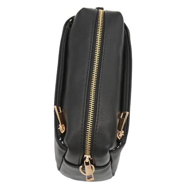 Alt view image 7 of 7 - Triple Zip Small Crossbody Bag (Black)