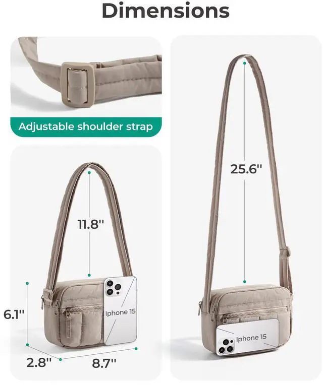 Alt view image 7 of 7 - Cross Body Purse, Mini Crossbody Bags for Women Travel Purse | Women's Crossbody Handbags Wallet, Puffer Shoulder Hobo Purse,RFID Blocking, Lightweight, Anti-theft, 2.4L, Water-resistant