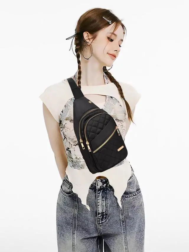 Alt view image 2 of 7 - Crossbody Sling Bag Small Sling Backpack for Women Travel Hiking Chest Bag Daypack Cross Body for Sport Running Daily, Black