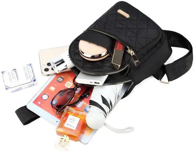 Alt view image 7 of 7 - Crossbody Sling Bag Small Sling Backpack for Women Travel Hiking Chest Bag Daypack Cross Body for Sport Running Daily, Black