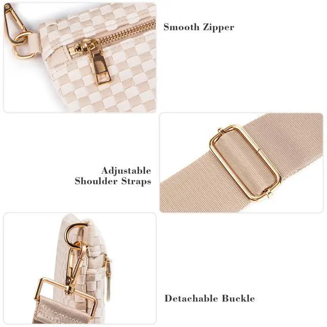 Alt view image 4 of 7 - Woven Crossbody Bag for Women, Vegan Leather Bum Bag Sling Purse with Adjustable Strap for Travel, Festivals, Everyday