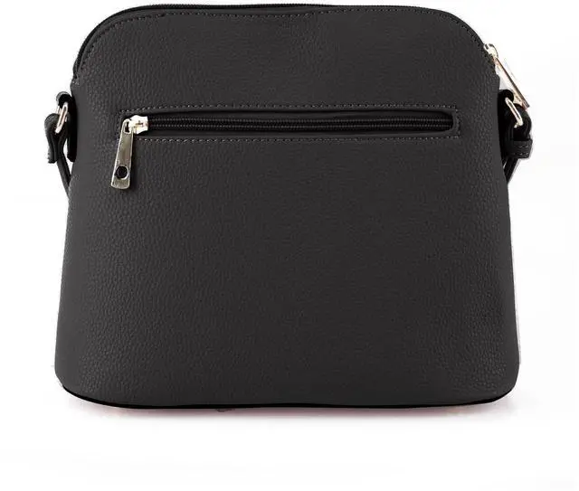Alt view image 5 of 7 - Lunar Lightweight Medium Dome Crossbody Bag Shoulder Bag with Double Tassels | Zipper Pocket | Adjustable Strap|Black