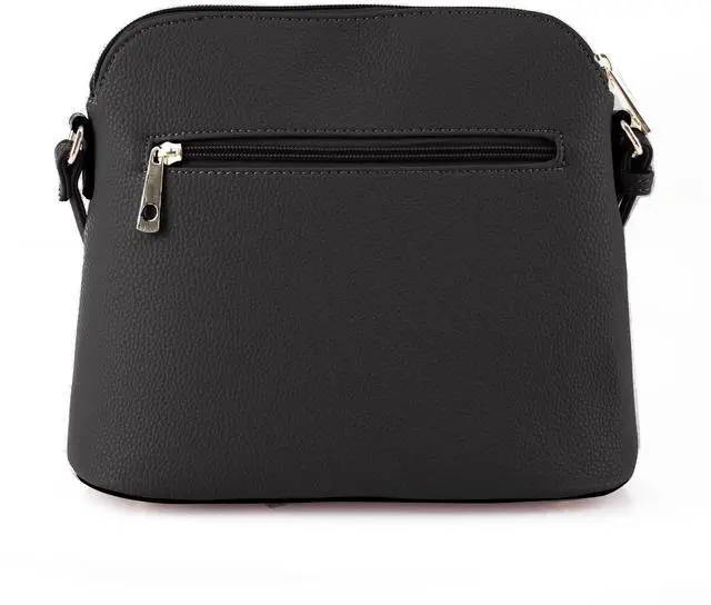 Alt view image 6 of 7 - Lunar Lightweight Medium Dome Crossbody Bag Shoulder Bag with Double Tassels | Zipper Pocket | Adjustable Strap|Black