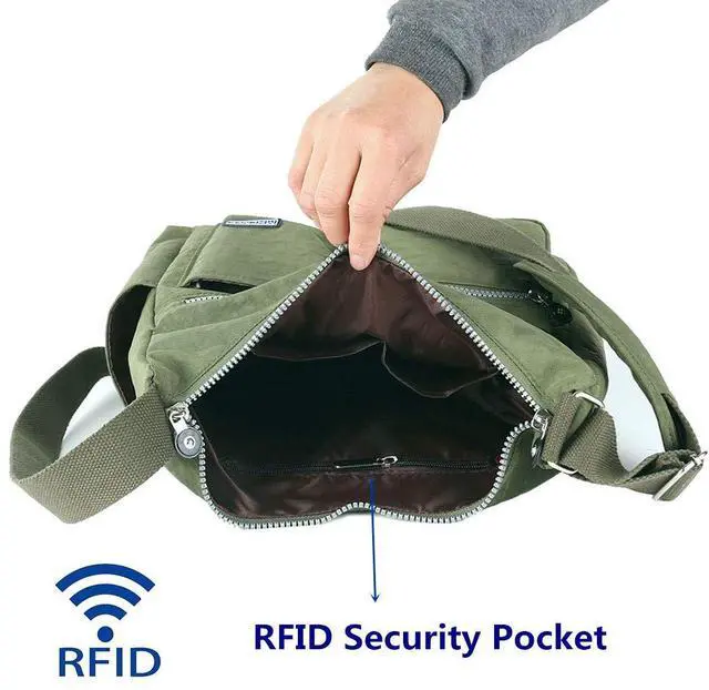 Alt view image 7 of 7 - Women's Nylon Crossbody Purse, Anti-Theft RFID Lightweight | water-resistant, padded strap, multi-storage pockets, versatile for commute, travel & daily use