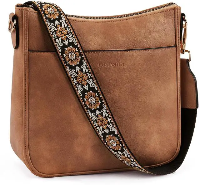 Main image of Crossbody Bags for Women Trendy Vegan Leather Hobo Purses Shoulder Handbags With Wide Shoulder Strap Brown | Comfort Adjustable Guitar Strap, Roomy, Multi Pockets, Lightweight, Structured Right Size
