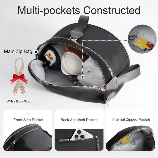 Alt view image 4 of 7 - Bum Bags for Women Checkered Crossbody Bag Large Nylon Belt Purse Fanny Packs, Bonus with a Extra Strap