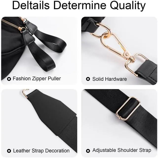 Alt view image 5 of 7 - Bum Bags for Women Checkered Crossbody Bag Large Nylon Belt Purse Fanny Packs, Bonus with a Extra Strap