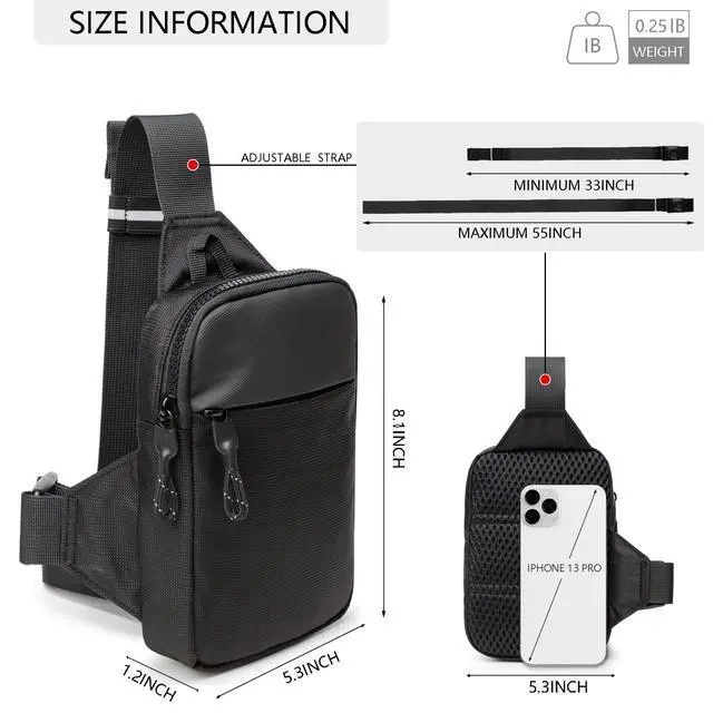 Alt view image 4 of 6 - Mini Sling Bag for Men Women, Small Crossbody Waterproof Practical Shoulder Chest Bag for Travel Work Sport