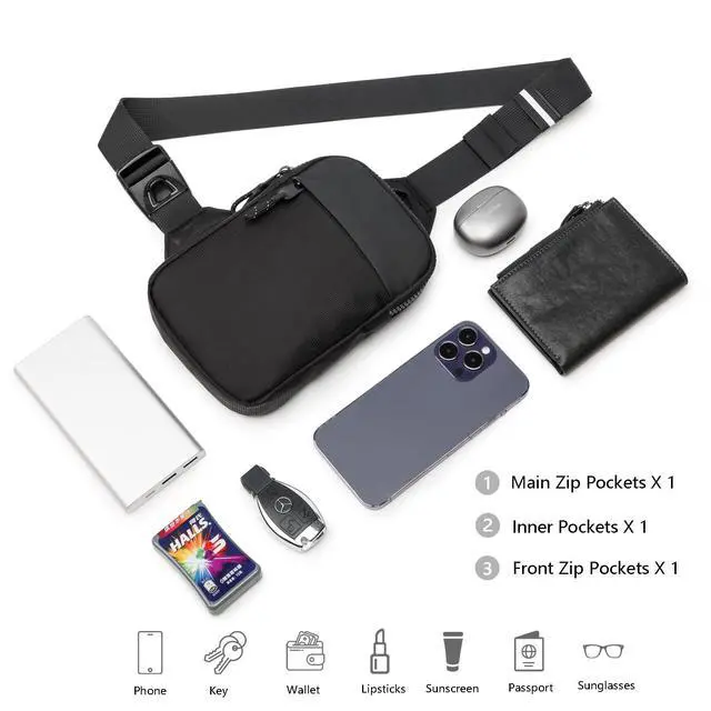 Alt view image 5 of 6 - Mini Sling Bag for Men Women, Small Crossbody Waterproof Practical Shoulder Chest Bag for Travel Work Sport