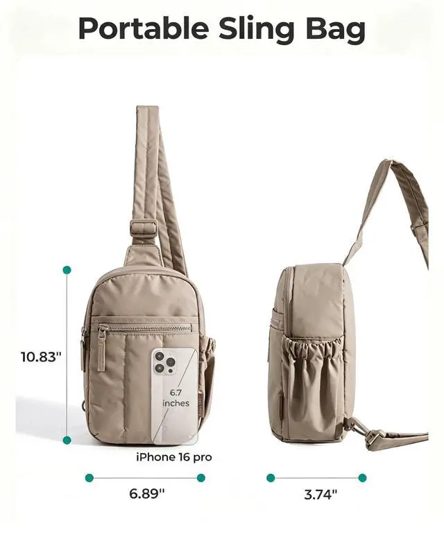 Alt view image 7 of 7 - Small Crossbody Bags for Women, Puffer Sling Bag Fanny Packs, Purses Hobo Handbag for Daily Travel Hiking, Chocolate
