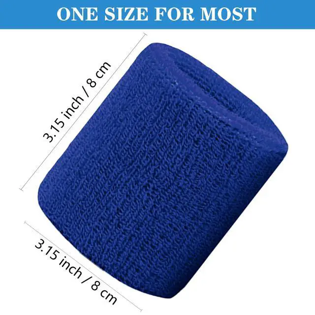 Alt view image 2 of 7 - 8 Pack Wrist Sweatbands Tennis Wrist Bands Absorbent Sweat Band for Men and Women, Breathable Cotton Sweatbands for Working Out, Basketball, Running Athletic Sports -Blue/Black/White/Gray